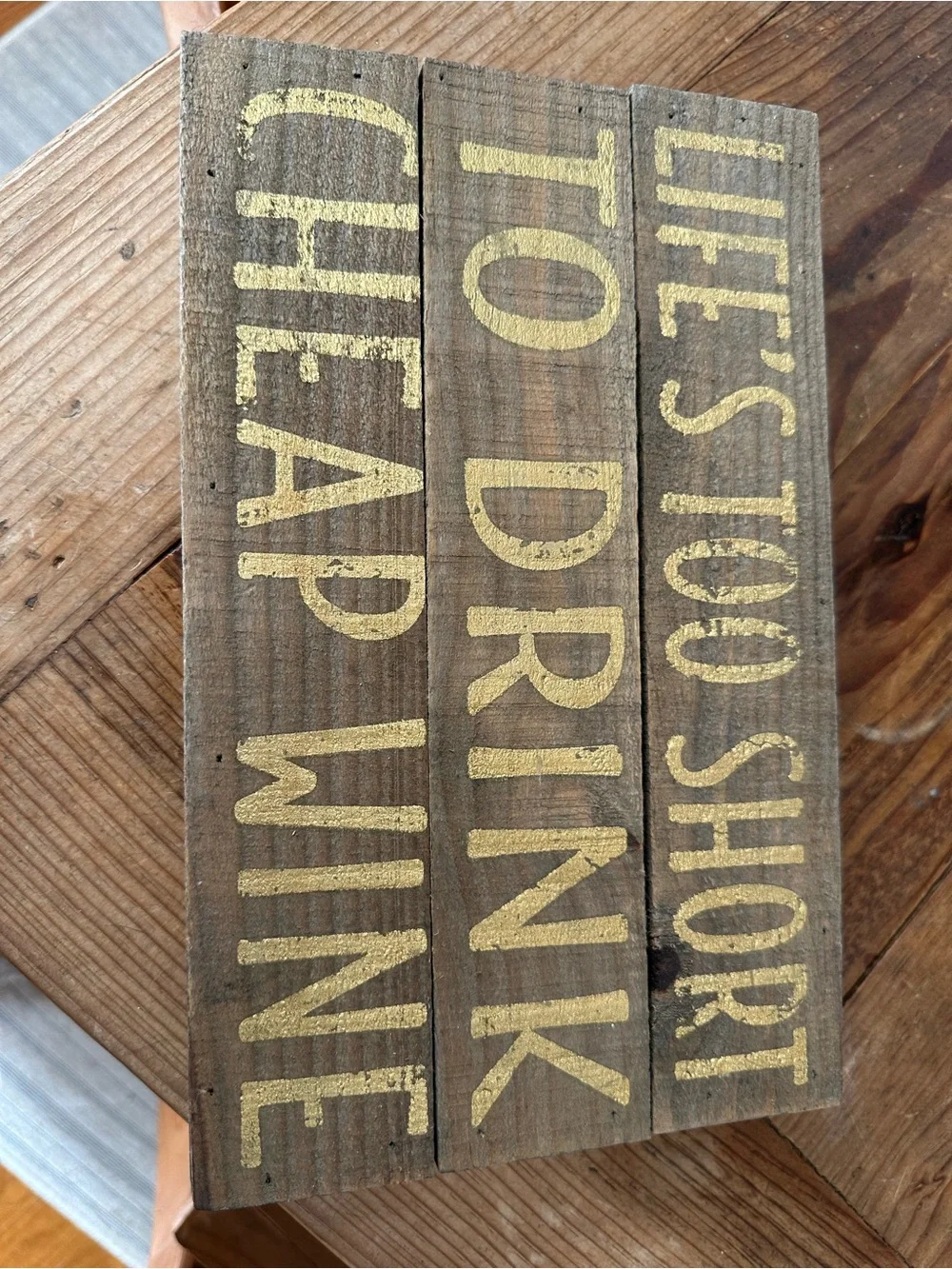 Rustic Wood Wall Sign – Yellow Lettering